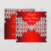 Rode diamanten verjaardagsfeestje kaart (Voorkant / Achterkant)