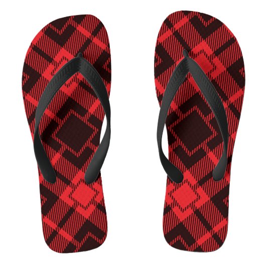 Rode diamantpatroon Tartan Flip Flops (Voetbed)