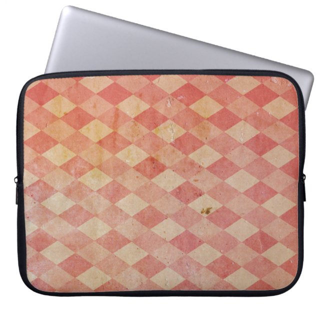 Rode Diamond Grunge Laptophoes Laptop Sleeve (Voorkant)