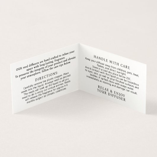 Rode diffusor verpakking insert zorg nabestelling  kaart (Binnen)