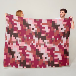 Rode digitale camouflage fleece deken