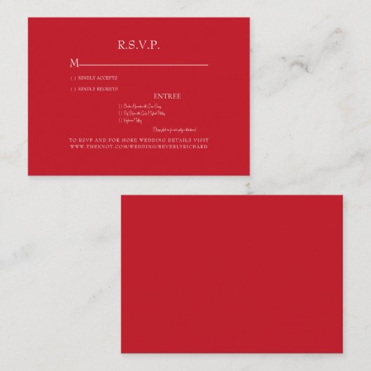 Rode Diner Opties Bruiloft RSVP Behuizing Informatiekaartje (Voorkant / Achterkant)