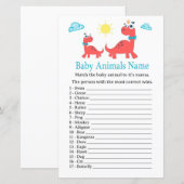 Rode dinosaurus Baby Dieren Naam Spel (Voorkant / Achterkant)