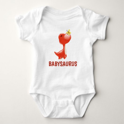 Rode Dinosaurus BABYSAURUS gepersonaliseerd Romper (Voorkant)