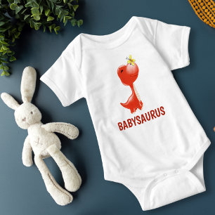 Rode Dinosaurus BABYSAURUS gepersonaliseerd Romper