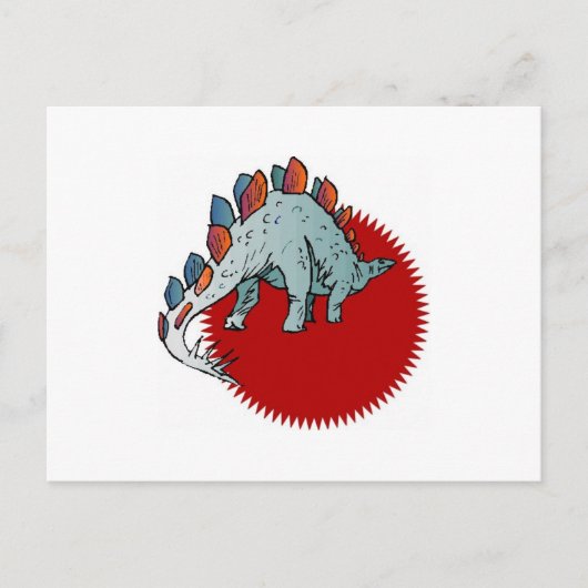 Rode dinosaurus briefkaart (Voorkant)
