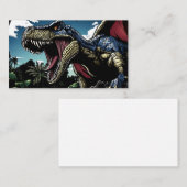 Rode dinosaurus in een futuristisch Oerwoud Visitekaartje (Voorkant / Achterkant)