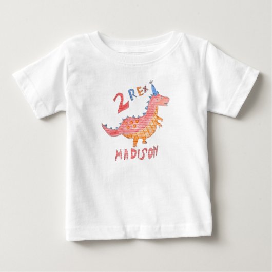 Rode dinosaurus twee rex 2de verjaardagsfeestje (Voorkant)