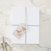 Rode dinosaurus twee rex 2de verjaardagsfeestje cadeaulabel (Met Touw)