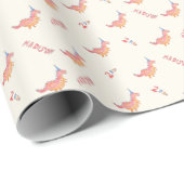 Rode dinosaurus twee rex 2de verjaardagsfeestje cadeaupapier (Rol Hoek)