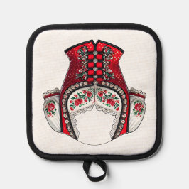 Rode Dirndl Top Pannenlap