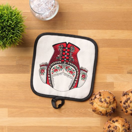 Rode Dirndl Top Pannenlap (Top down)