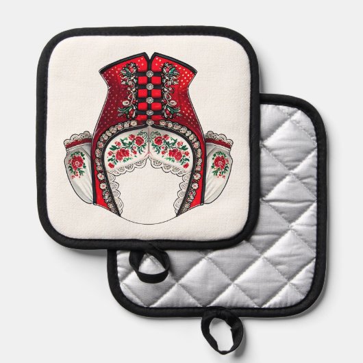 Rode Dirndl Top Pannenlap (Voorkant / Achterkant)