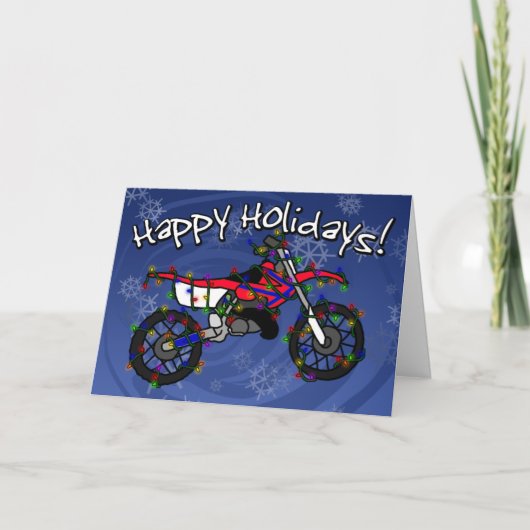 Rode Dirt Bike Christmas Kaart (Voorkant)