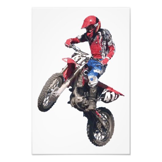 Rode Dirt Bike Foto Afdruk (Voorkant)