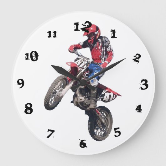 Rode Dirt Bike Grote Klok (Voorkant)