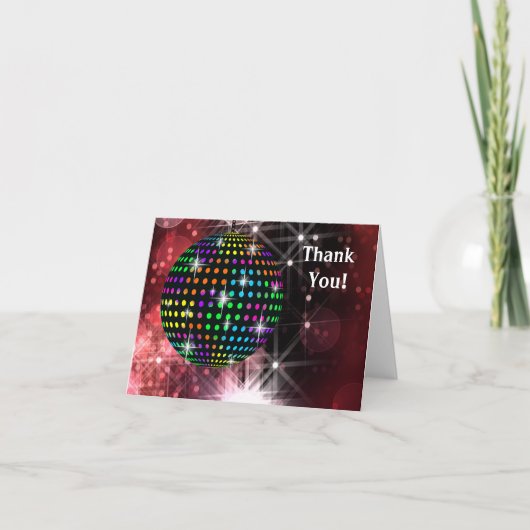 Rode Disco Bal Bedankkaartjes Bedankkaart (Voorkant)