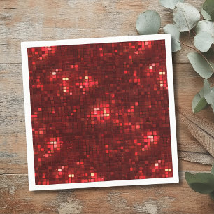 Rode Disco Stijl Vierkanten Valentijns Patroon Servet