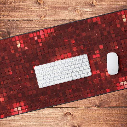 Rode Disco Stijl Vierkanten Valentijnsdag Patroon Bureaumat
