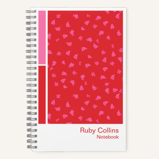 Rode Ditsy Floral Vertical Palette Notitieboek (Voorkant)