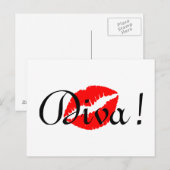 Rode Diva Kus Briefkaart (Voorkant / Achterkant)