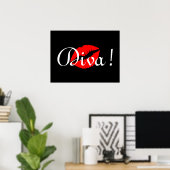 Rode Diva Kus Poster (Thuiskantoor)