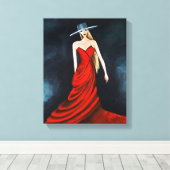 Rode Diva Schilderij Unieke Flamenco Danser Fine A Canvas Afdruk (Insitu (Houten vloer))