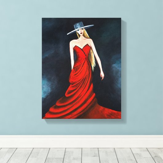Rode Diva Schilderij Unieke Flamenco Danser Fine A Canvas Afdruk (Insitu (Houten vloer))