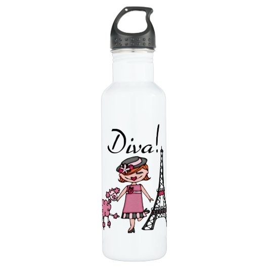Rode Diva van het Haar Waterfles (Voorkant)