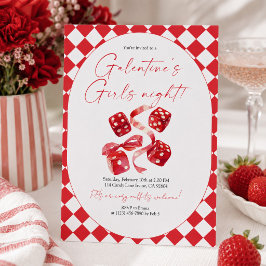 Rode Dobbelstenen & Lint Galentine's Meidenavondfe Kaart
