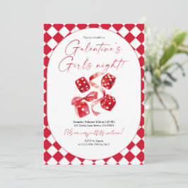 Rode Dobbelstenen & Lint Galentine's Meidenavondfe Kaart