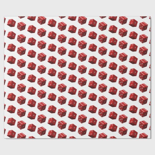 Rode dobbelstenen op wit cadeaupapier (Vlak)