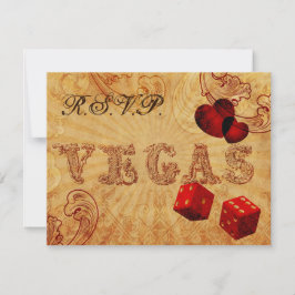 rode dobbelstenen Vegas bruiloft rsvp Kaartje