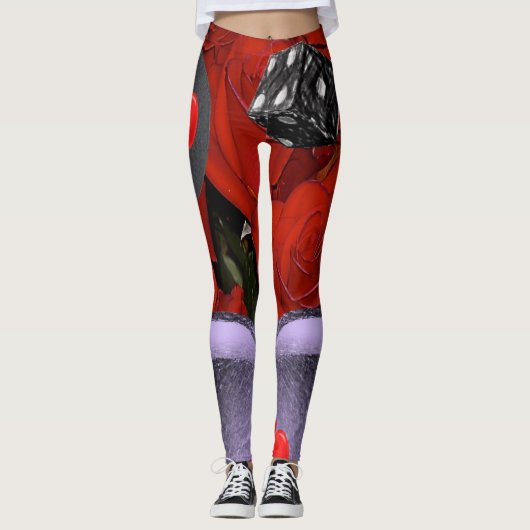 rode dobbelstenen zwarte kousen leggings lang (Voorkant)