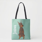 Rode Dobermann Pincher Tote Bag (Voorkant)