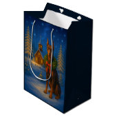 Rode Dobermann-vakantie Medium Cadeauzakje (Voorkant Gekanteld)