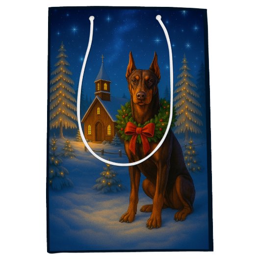 Rode Dobermann-vakantie Medium Cadeauzakje (Voorkant)