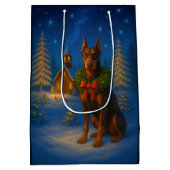 Rode Dobermann-vakantie Medium Cadeauzakje (Achterkant)