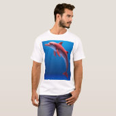 Rode dolfijn die boven de wolken zweeft t-shirt (Voorkant volledig)