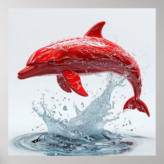 Rode dolfijn kunst poster (Voorkant)