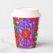 Rode Dollar Tekens Papieren Bekers (Voorkant)