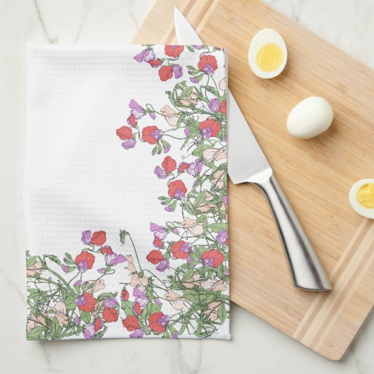  Rode Dom-bloemen keukenhanddoeken (Quarter Fold)