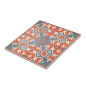 Rode, donkerblauwe, vervormde cementlook tegeltje (Zijkant)