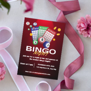 Rode Donkere Bingo Nachtfeestuitnodiging Kaart