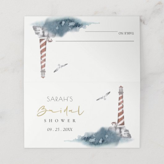 RODE DONKERE BLAUWE VUURTOREN ZEE BRUIDSSCHOUDEN  PLAATSKAARTJE (Buitenkant ongevouwen)