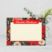 Rode Donkere Bloemen 5x7 Horizontale Stationery Ka (Staand voorkant)