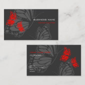 Rode & Donkere Elegante Modern van de vlinder Visitekaartje (Voorkant / Achterkant)