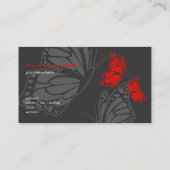 Rode & Donkere Elegante Modern van de vlinder Visitekaartje (Achterkant)