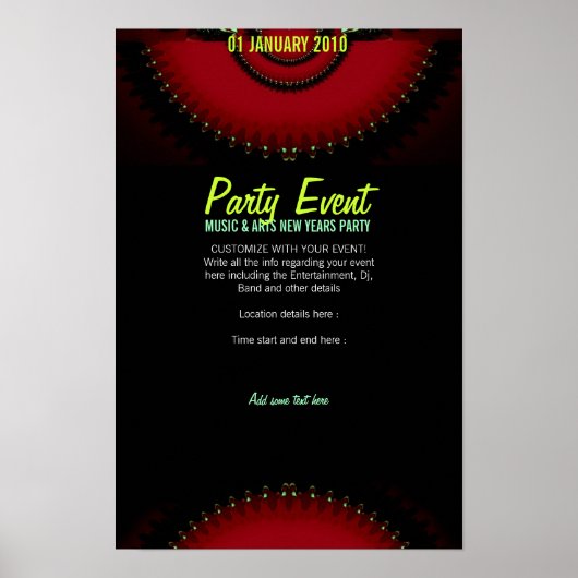 RODE DONKERE FANTASIE Feestposter Poster (Voorkant)