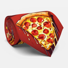 Rode Donkere Hemelse Pizzaslice Keelbandje Stropdas